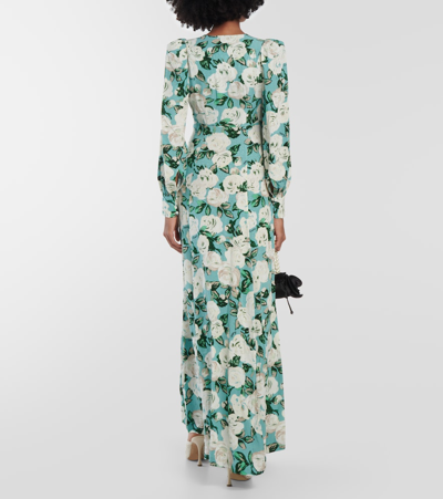 Shop Rotate Birger Christensen Floral Pleated Maxi Dress In Multicoloured