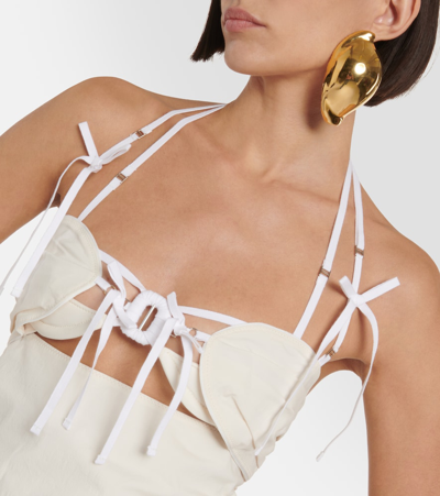 Jacquemus Robe Ruban Midi Drss Cutout Sides White In Beige