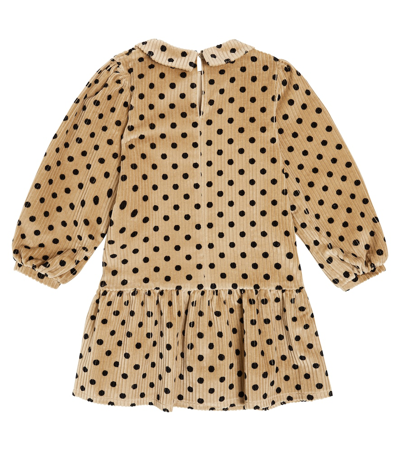 Paade Mode Polka-dot Cotton Corduroy Dress In Beige