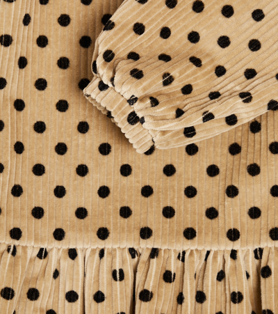 Paade Mode Polka-dot Cotton Corduroy Dress In Beige