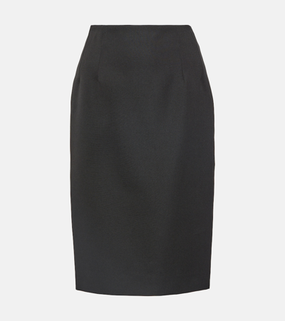 Shop Versace Virgin Wool Pencil Skirt In Black