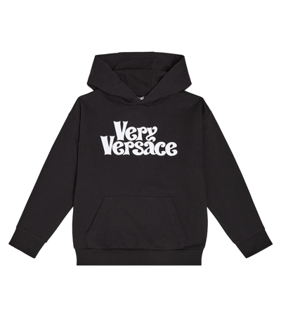 Shop Versace Printed Cotton Jersey Hoodie In Multicoloured