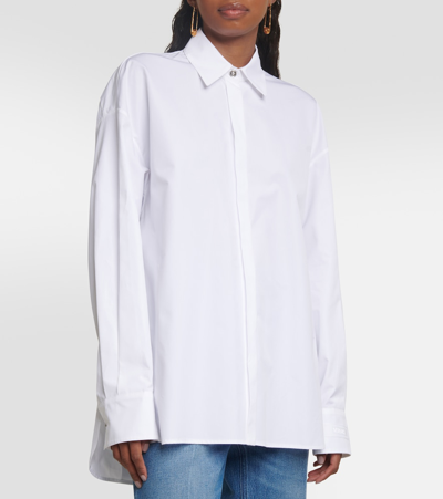 Shop Versace Oversized Cotton Poplin Shirt In White