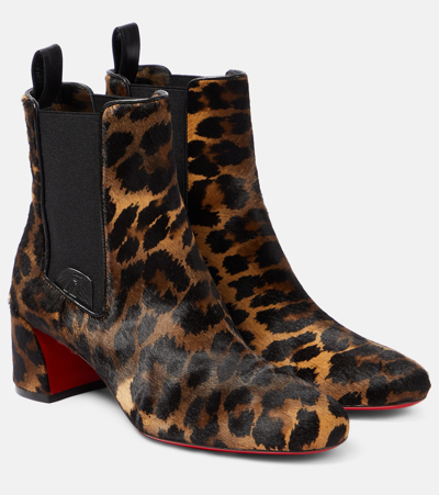 Shop Christian Louboutin Turelastic Leather Ankle Boots In Brown