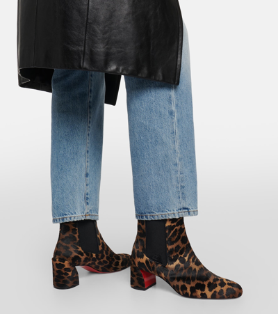 Christian Louboutin Turelastic Leather Ankle Boots In Brown