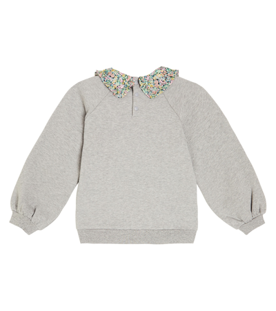 Tartine Et Chocolat Girls Grey Floral Collar Sweatshirt In Grey