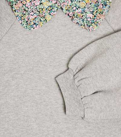 Tartine Et Chocolat Girls Grey Floral Collar Sweatshirt In Grey