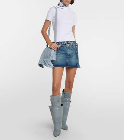 Shop Y/project Y Belt Denim Miniskirt In Blue