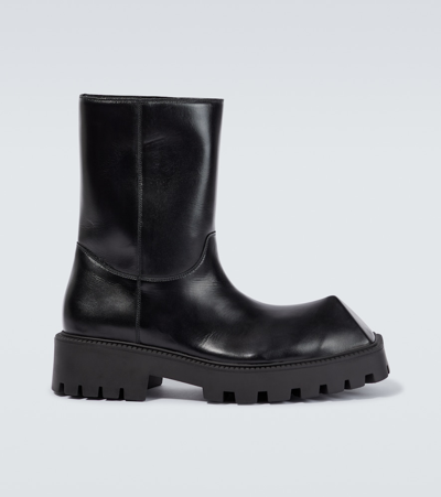 Shop Balenciaga Rhino Leather Chelsea Boots In Black