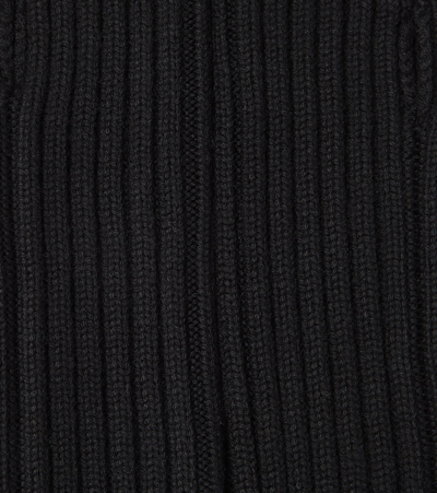 Shop Totême Ribbed-knit Wool Gloves In Black