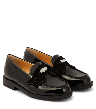 Christian Louboutin Mini Penny Patent Leather Loafers In Black