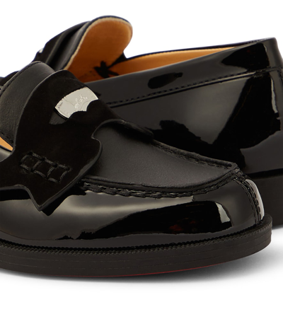 Christian Louboutin Mini Penny Patent Leather Loafers In Black