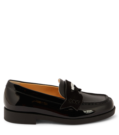 Christian Louboutin Mini Penny Patent Leather Loafers In Black