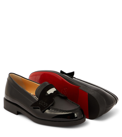 Christian Louboutin Mini Penny Patent Leather Loafers In Black