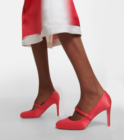 Christian Louboutin Pumppie Wallis Silk Pumps 85 In Red