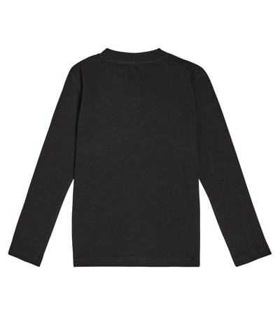 Balmain Logo Cotton And Wool Top In Black