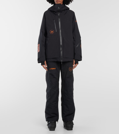 Adidas By Stella Mccartney X Terrex Logo-embroidered Straight-leg Trousers In Black