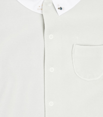 Bonpoint Baby Tilouan Cotton Velvet Onesie In Grey