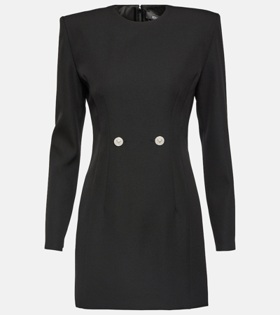 Shop Versace Tailored Virgin Wool Minidress In Black