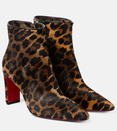 Shop Christian Louboutin Suprabooty 85 Leopard-print Ankle Boots In Brown