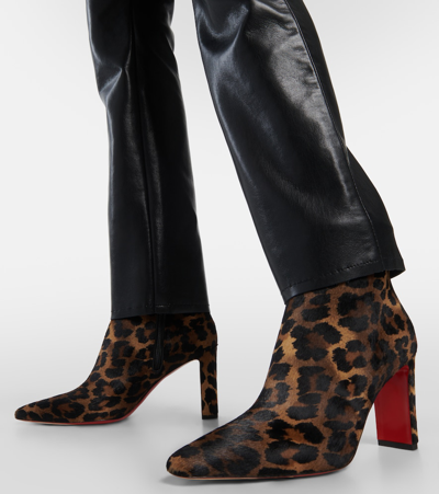 Shop Christian Louboutin Suprabooty 85 Leopard-print Ankle Boots In Brown