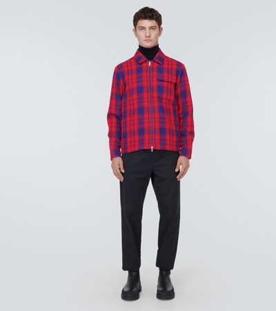 Shop Moncler Checked Wool Overshirt In Multicoloured