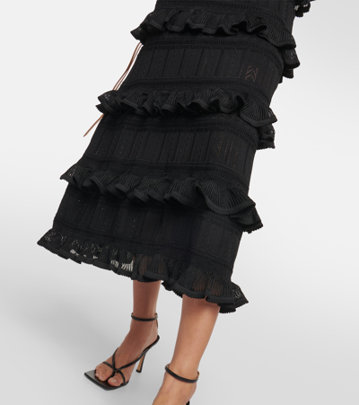 Shop Zimmermann Luminosity Ruffled Midi Dress In Black