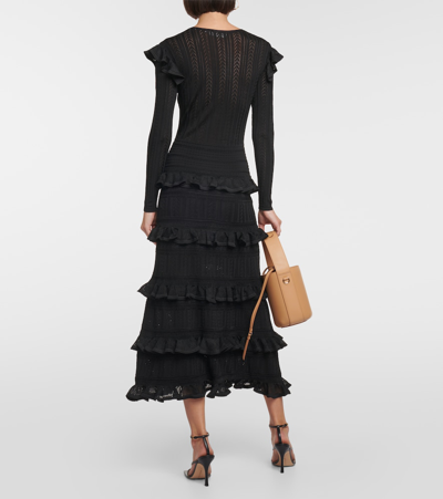 Shop Zimmermann Luminosity Ruffled Midi Dress In Black
