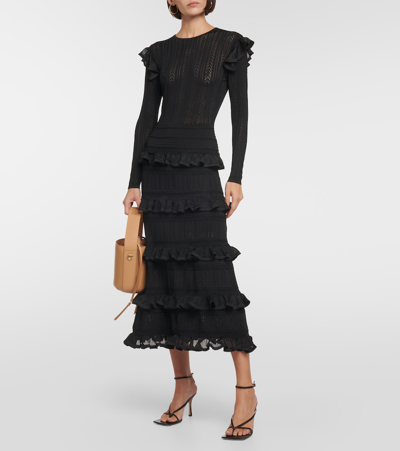 Shop Zimmermann Luminosity Ruffled Midi Dress In Black