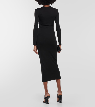 Shop Christopher Esber Orbit Cutout Jersey Midi Dress In Black