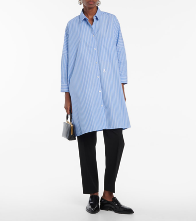 Shop Jil Sander Striped Cotton Poplin Shirt In Blue