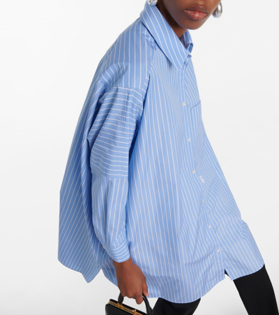Shop Jil Sander Striped Cotton Poplin Shirt In Blue