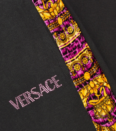 Shop Versace Baroccodile Cotton-blend Jersey Sweatpants In Multicoloured