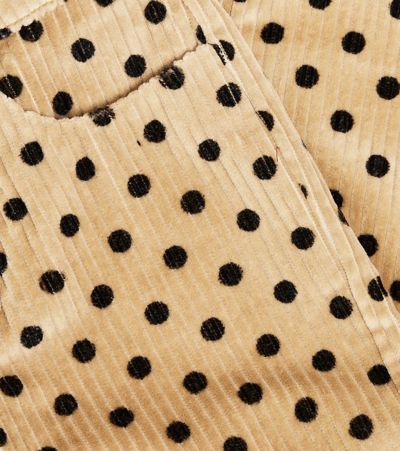 Paade Mode Polka-dot Cotton Corduroy Wide-leg Pants In Beige