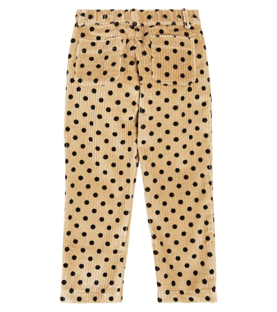Paade Mode Polka-dot Cotton Corduroy Wide-leg Pants In Beige