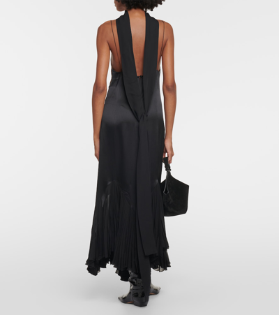 Shop Khaite Candita Lace-trimmed Silk Maxi Dress In Black