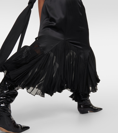 Shop Khaite Candita Lace-trimmed Silk Maxi Dress In Black