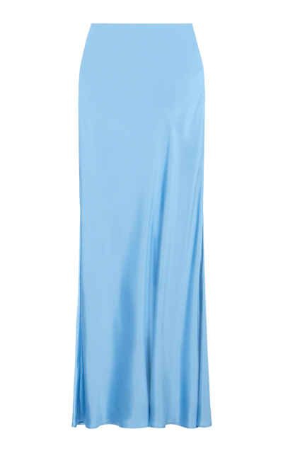 Shop Staud Voyage Satin Maxi Skirt In Blue