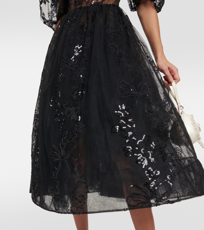 Shop Simone Rocha Sequined Tulle Gown In Black