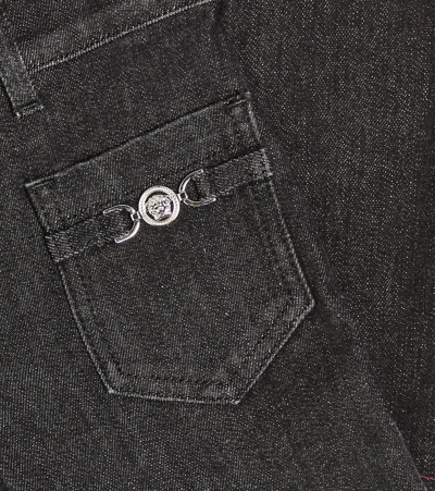 Versace La Medusa Embellished Straight Jeans In Black
