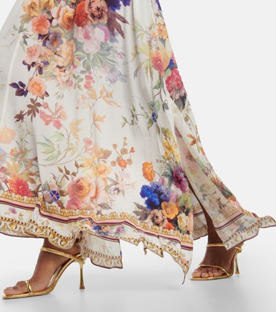 Shop Camilla Gathered Floral Silk Maxi Dress In Multicoloured