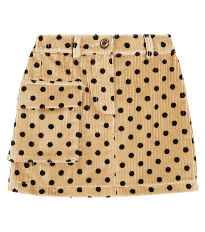 Shop Paade Mode Polka-dot Cotton Corduroy Skirt In Beige