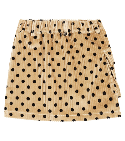 Shop Paade Mode Polka-dot Cotton Corduroy Skirt In Beige