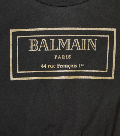 Shop Balmain Logo Cotton T-shirt In Black