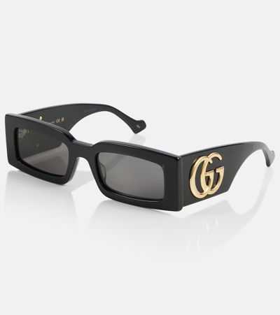 Gucci Gg1425s Rectangular Acetate Sunglasses In 003 Havana Havana Grey
