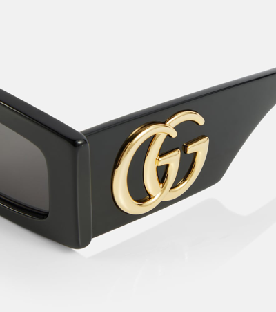 Gucci Gg1425s Rectangular Acetate Sunglasses In 003 Havana Havana Grey