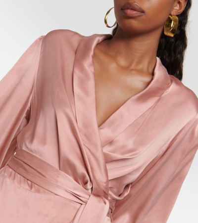 Shop Zimmermann Silk Satin Wrap Dress In Pink