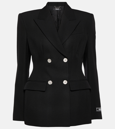 Shop Versace Tailored Virgin Wool Blazer In Black