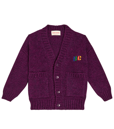 Shop Bobo Choses Big B Wool-blend Cardigan In Purple
