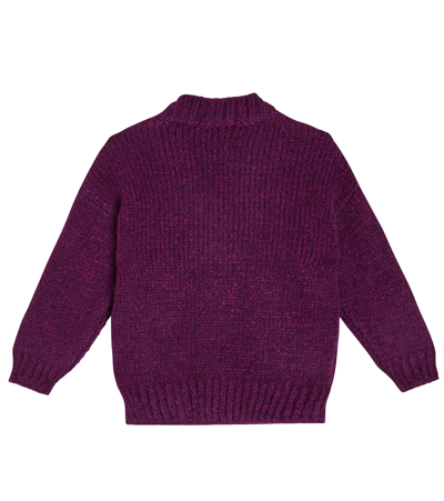 Shop Bobo Choses Big B Wool-blend Cardigan In Purple